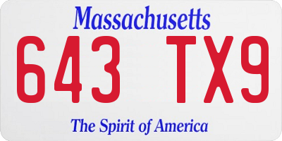 MA license plate 643TX9
