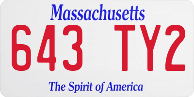 MA license plate 643TY2
