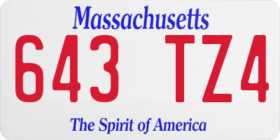 MA license plate 643TZ4
