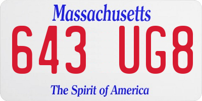 MA license plate 643UG8