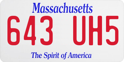 MA license plate 643UH5