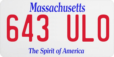MA license plate 643UL0