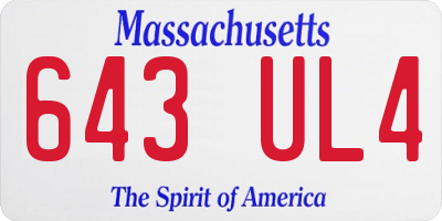 MA license plate 643UL4