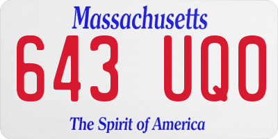 MA license plate 643UQ0