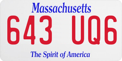 MA license plate 643UQ6