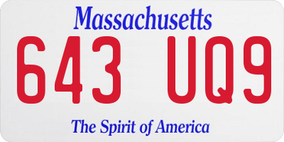MA license plate 643UQ9