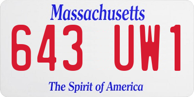 MA license plate 643UW1