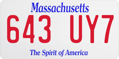 MA license plate 643UY7
