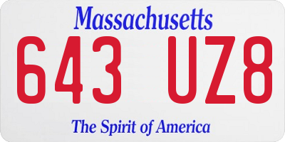 MA license plate 643UZ8