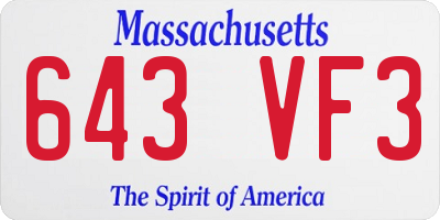 MA license plate 643VF3
