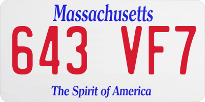 MA license plate 643VF7