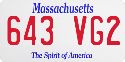 MA license plate 643VG2