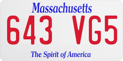 MA license plate 643VG5