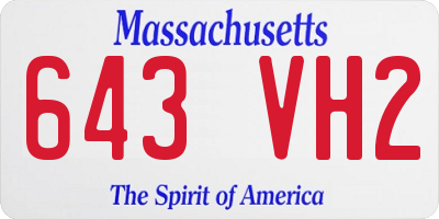 MA license plate 643VH2