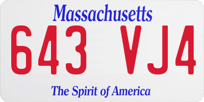 MA license plate 643VJ4