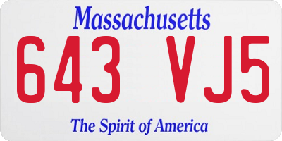 MA license plate 643VJ5