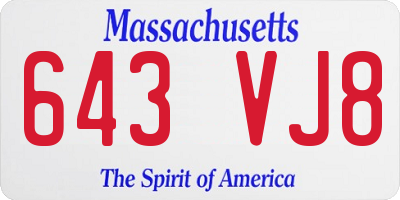 MA license plate 643VJ8