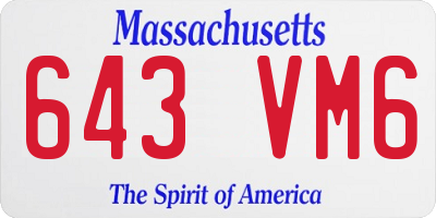 MA license plate 643VM6