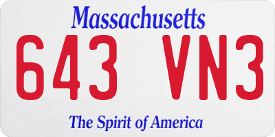 MA license plate 643VN3