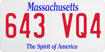 MA license plate 643VQ4