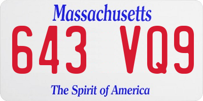 MA license plate 643VQ9