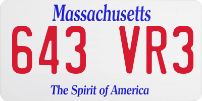 MA license plate 643VR3