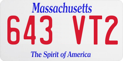 MA license plate 643VT2