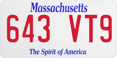 MA license plate 643VT9
