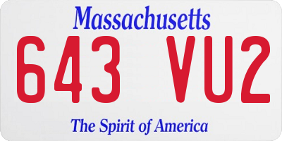 MA license plate 643VU2