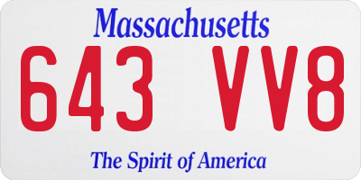 MA license plate 643VV8