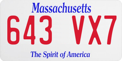 MA license plate 643VX7