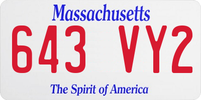 MA license plate 643VY2
