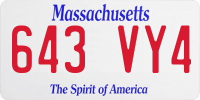 MA license plate 643VY4