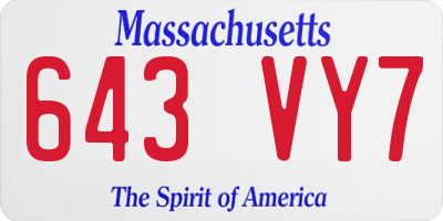 MA license plate 643VY7