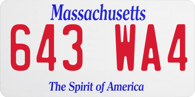 MA license plate 643WA4