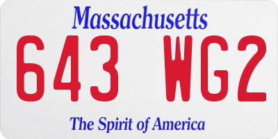 MA license plate 643WG2