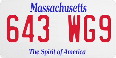 MA license plate 643WG9