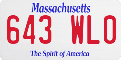 MA license plate 643WL0