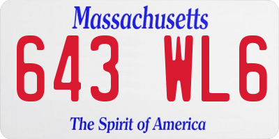 MA license plate 643WL6