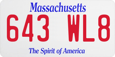 MA license plate 643WL8