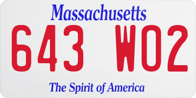 MA license plate 643WO2