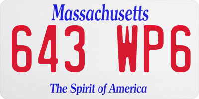 MA license plate 643WP6
