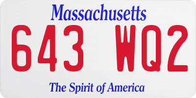 MA license plate 643WQ2