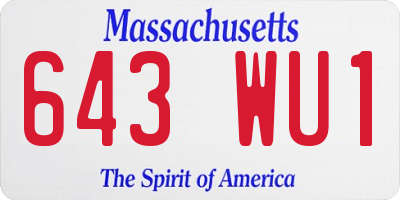 MA license plate 643WU1