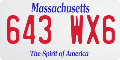 MA license plate 643WX6
