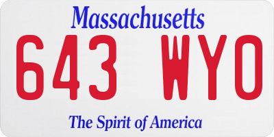 MA license plate 643WY0