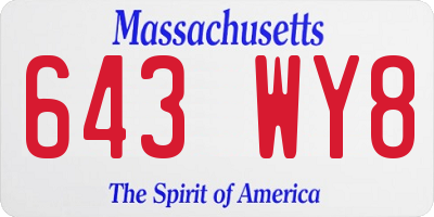 MA license plate 643WY8