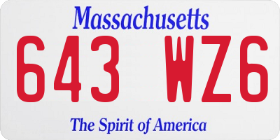 MA license plate 643WZ6