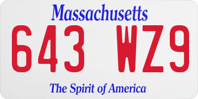 MA license plate 643WZ9