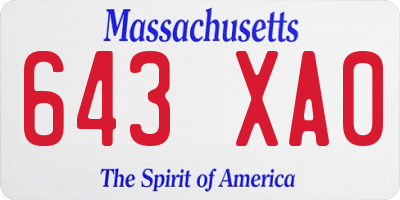 MA license plate 643XA0